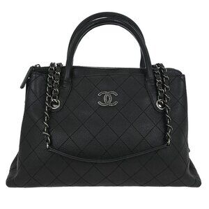Chanel Black Calfskin Urban Shopping Tote 2way Handbag 144955